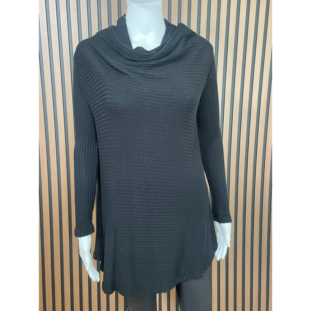 Free People We The Free Lover Rib Women's Top Tunic Blouse Back Cut Out PS Black